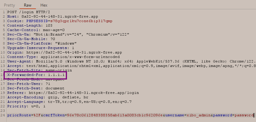 Request with X-Forwarded-For header