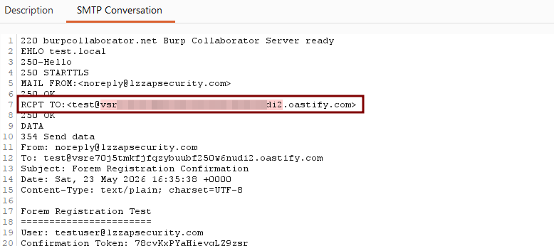 SMTP istek örneği